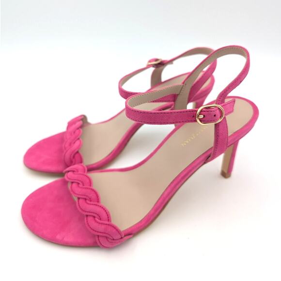 Stuart Weitzman Dancer Twistie 100 Suede Sandal Women's Pink Size US7 - Picture 1 of 11